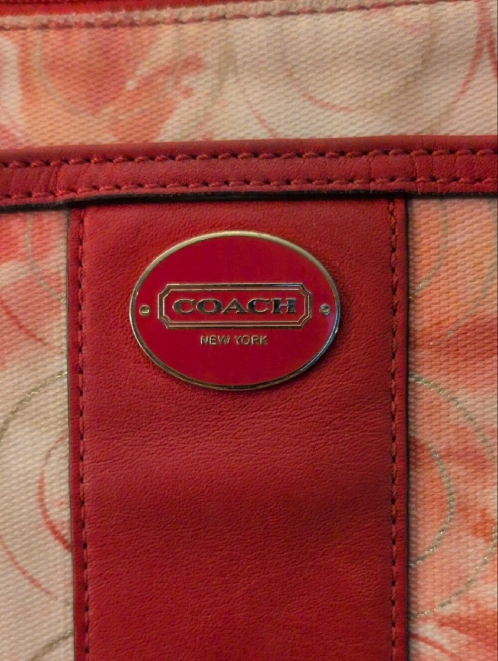 Coach Pink Floral Print Crossbody Bag with Cream Strap - Picture 2 of 14